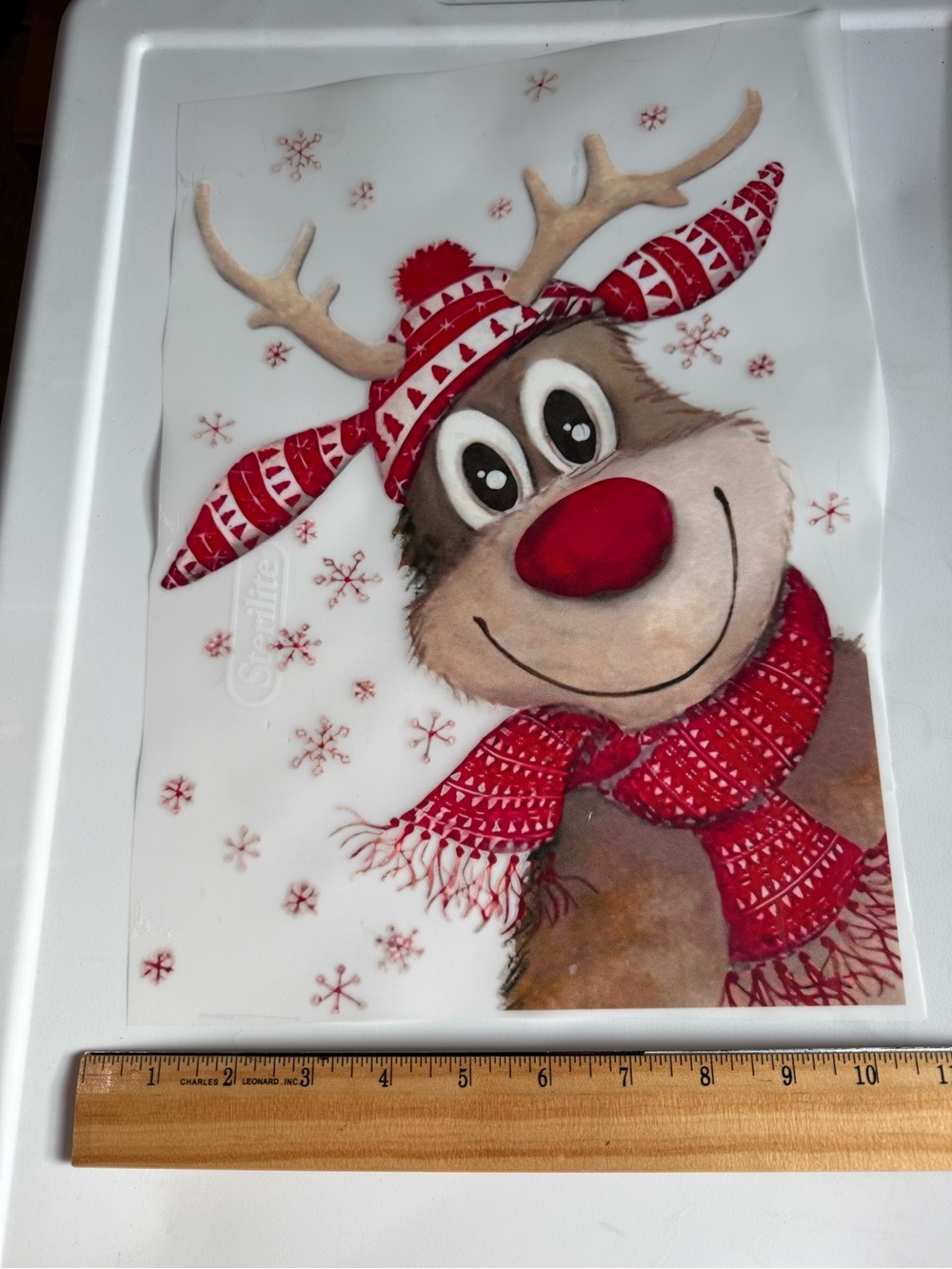 Festive Red Reindeer Holiday iron on transfer